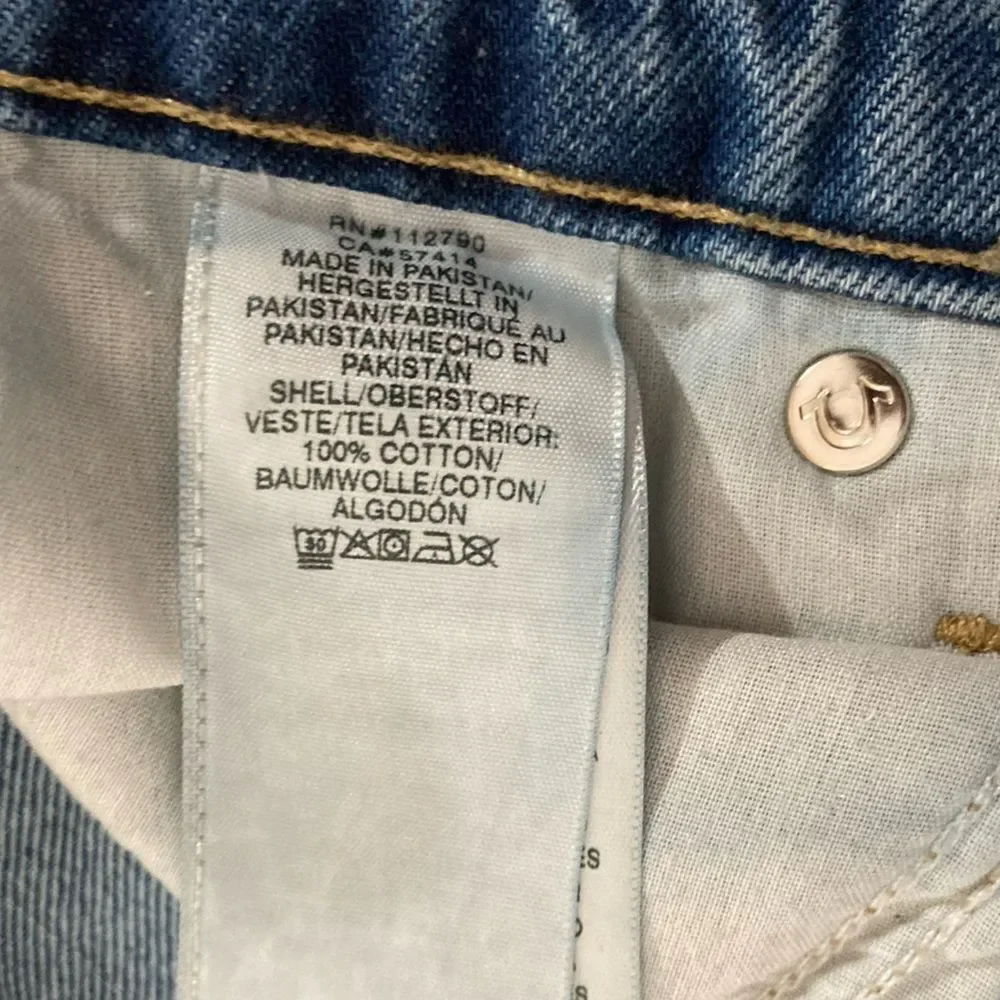 True Religion Jeans Men’s 38 Blue Rocco Relaxed Skinny Distressed Denim